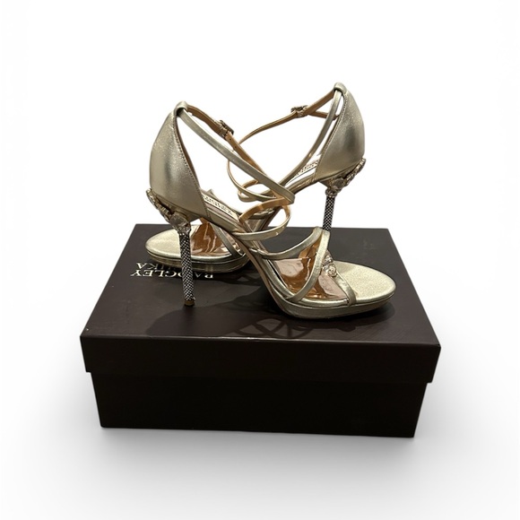 Badgley Mischka Sheri Platform Sandal Crystal Heels Size 8 - Picture 2 of 10